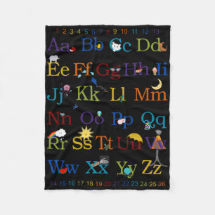 Colorful ABC 123-ontwerp Fleece Deken