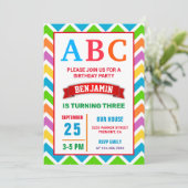 Colorful ABC Kinder Alphabet Birthday Party Kaart (Staand voorkant)