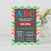 Colorful ABC Kinder Alphabet Birthday Party Kaart (Staand voorkant)