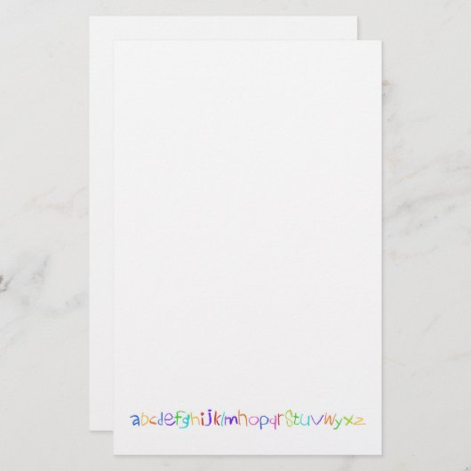 Colorful ABC Rainbow Crayons Kind handschrift Briefpapier (Voorkant / Achterkant)