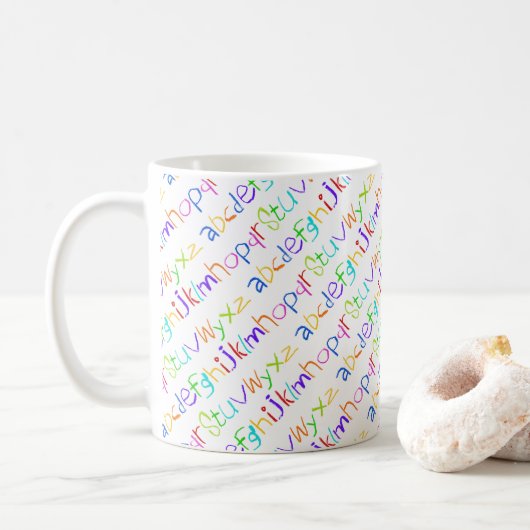 Colorful ABC Rainbow Crayons Kind handschrift Koffiemok (Met donut)