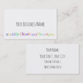 Colorful ABC Rainbow Crayons Kind handschrift Visitekaartje (Voorkant / Achterkant)