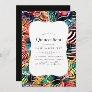 Colorful Abstract Animal Patroon Quinceanera Kaart