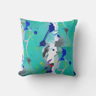 Colorful abstract aqua fuchsia indigo kat voices kussen