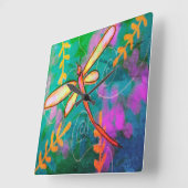 Colorful Abstract Art Dragonfly Vierkante Klok (Hoek)