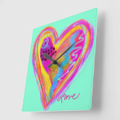 Colorful Abstract Art Heart Vierkante Klok (Hoek)
