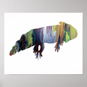 Colorful abstract axolotl silhouet poster
