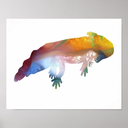 Colorful abstract axolotl silhouet poster (Voorkant)