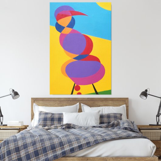 Colorful Abstract Bird Canvas Print (Insitu (Slaapkamer))