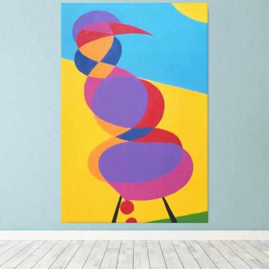 Colorful Abstract Bird Canvas Print (Insitu (Houten vloer))