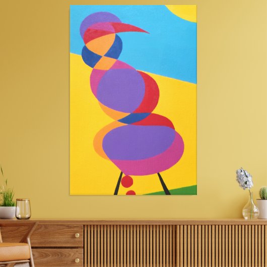 Colorful Abstract Bird Canvas Print (Insitu (Woonkamer))