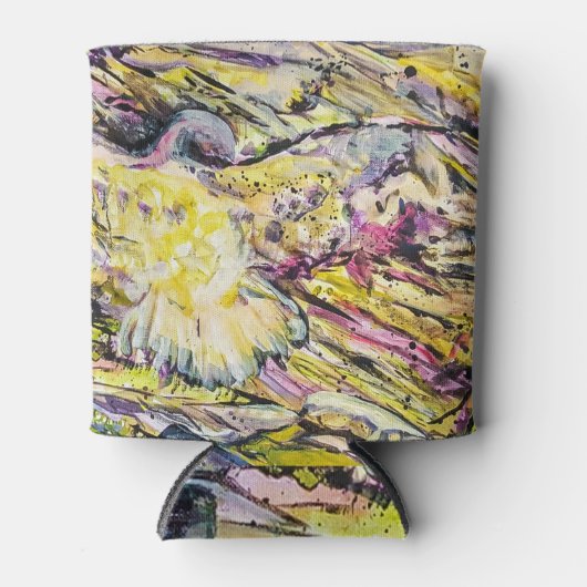 Colorful Abstract Bird Hawk Art Yellow Blikjeskoeler (Voorkant)