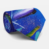 Colorful Abstract Blue Hand Painted Trendy Boho Stropdas (Opgerold)