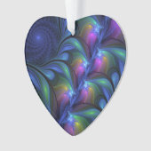 Colorful Abstract Blue roze Green Fractal Heart Ornament (voorkant)