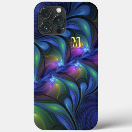 Colorful Abstract Blue roze Green Fractal Monogram Case-Mate iPhone Case