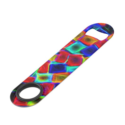 Colorful Abstract Bokeh Squares Speed Flessenopener (Achterkant Gekanteld)