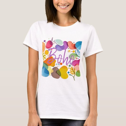 Colorful Abstract Botanical Boho Cutout Art T-shirt (Voorkant)
