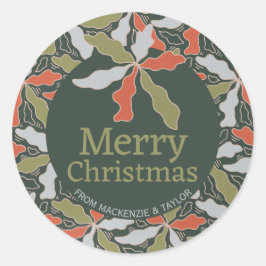 Colorful Abstract Botanical Christmas Ronde Sticker