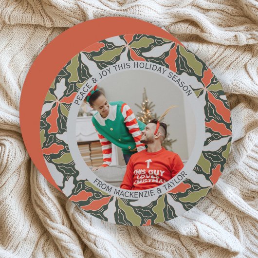 Colorful Abstract Botanical Photo Christmas  Feestdagenkaart