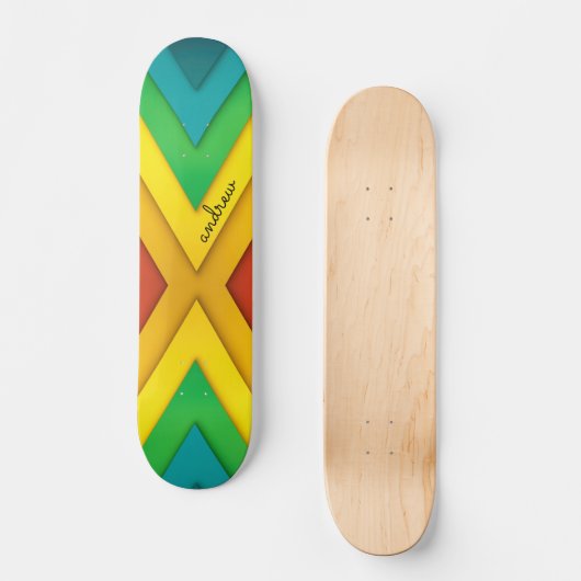 Colorful Abstract Chevron Pattern Persoonlijk Skateboard (Voorkant)