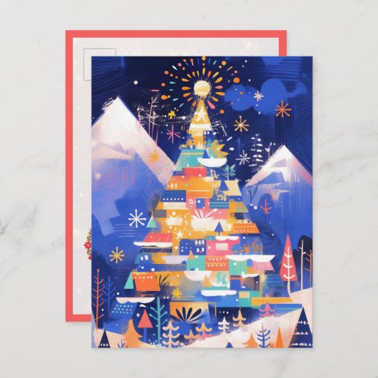 Colorful Abstract Christmas Tree Briefkaart (Voorkant / Achterkant)