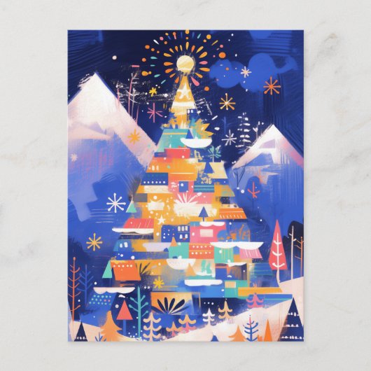 Colorful Abstract Christmas Tree Briefkaart (Voorkant)