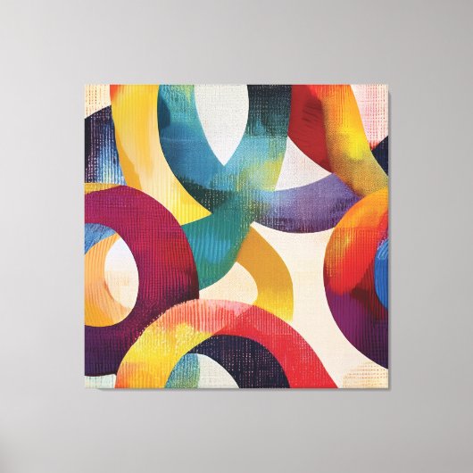 Colorful Abstract Circular Rings Canvas Afdruk (Voorkant)