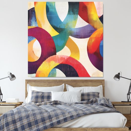 Colorful Abstract Circular Rings Canvas Afdruk (Insitu (Slaapkamer))