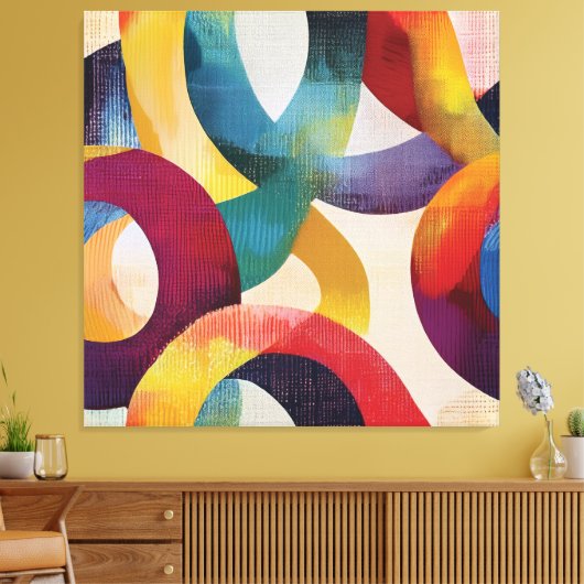 Colorful Abstract Circular Rings Canvas Afdruk (Insitu (Woonkamer))