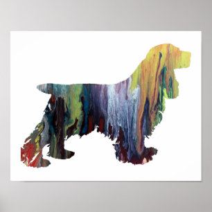 Colorful abstract cocker spaniel silhouet poster