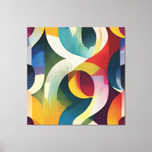 Colorful Abstract Curved Ribbons Canvas Afdruk (Voorkant)