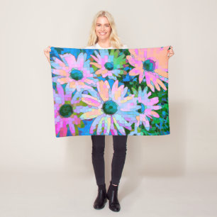 Colorful Abstract Daisies 2 Fleece Deken