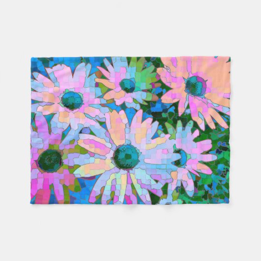 Colorful Abstract Daisies 2 Fleece Deken (Voorkant (Horizontaal))