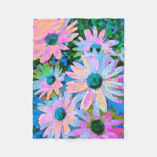 Colorful Abstract Daisies 2 Fleece Deken (Voorkant)