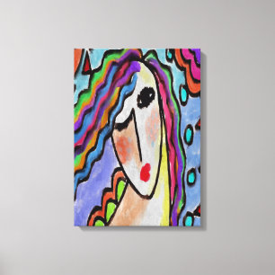 Colorful Abstract digitaal portret van een vrouw Canvas Afdruk