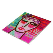 Colorful Abstract digitaal portret van een vrouw Tegeltje (Zijkant)