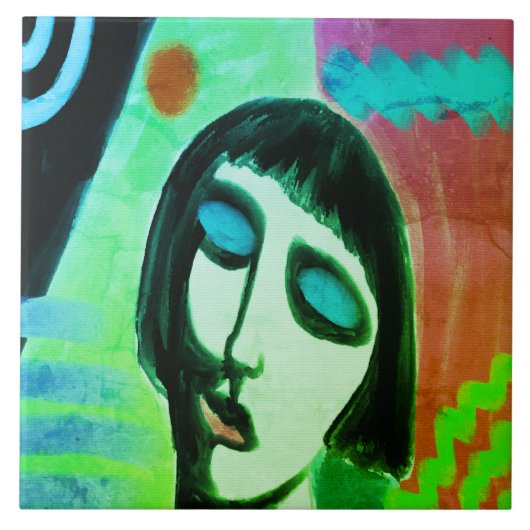 Colorful Abstract digitaal schilderen van een vrou Tegeltje (Voorkant)