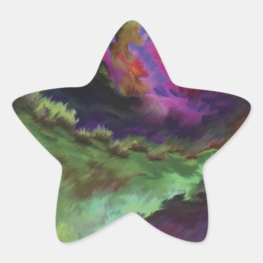 Colorful Abstract Digital Painting Ster Sticker (Voorkant)