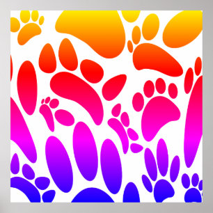 Colorful Abstract Dog Pawprint Poster