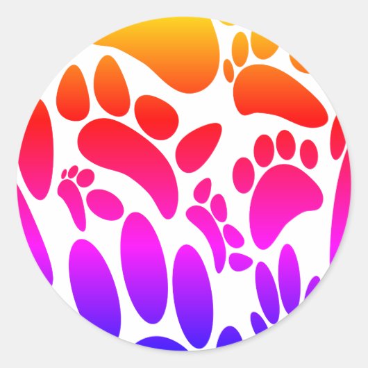 Colorful Abstract Dog Pawprint Ronde Sticker (Voorkant)