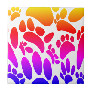 Colorful Abstract Dog Pawprint Tegeltje