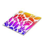 Colorful Abstract Dog Pawprint Tegeltje (Zijkant)