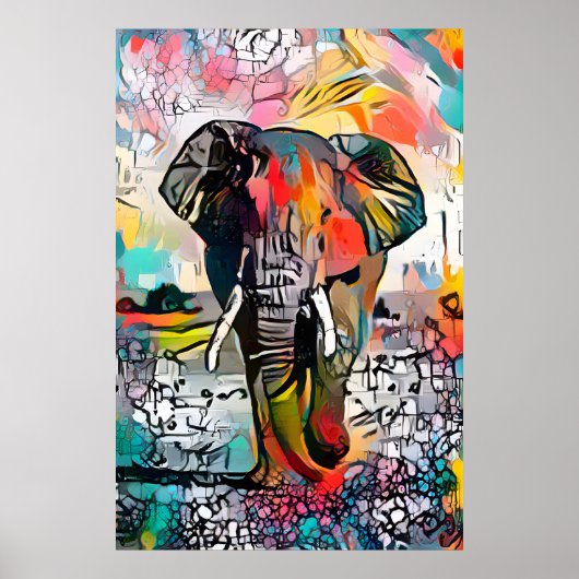 Colorful Abstract Elephant Poster (Voorkant)