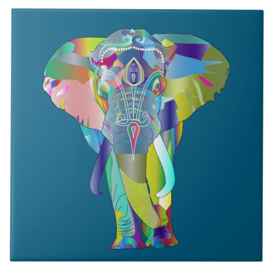 Colorful abstract elephant tegeltje (Voorkant)