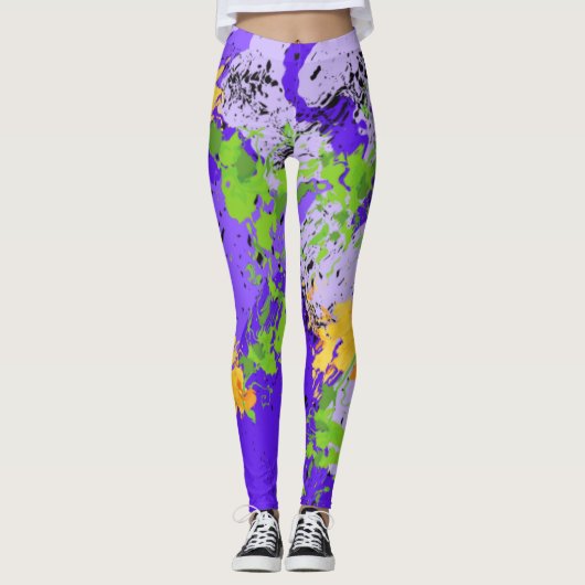 Colorful abstract energy wave leggings (Voorkant)