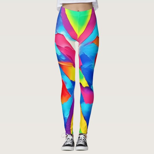 Colorful Abstract Expressionisme Art Leggings (Voorkant)