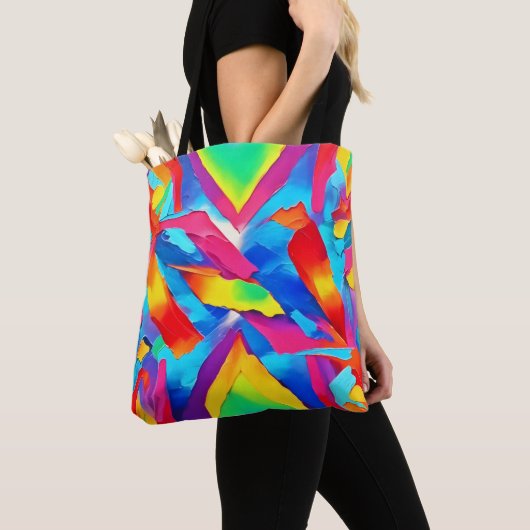 Colorful Abstract Expressionisme Art Tote Bag (Dichtbij)