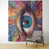 Colorful abstract eyes wandkleed (In situ)