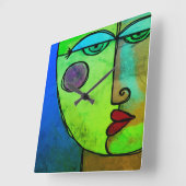 Colorful Abstract Face  Vierkante Klok (Hoek)