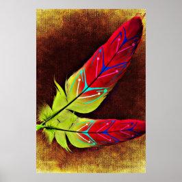 Colorful Abstract Feathers Artwork Wall Poster